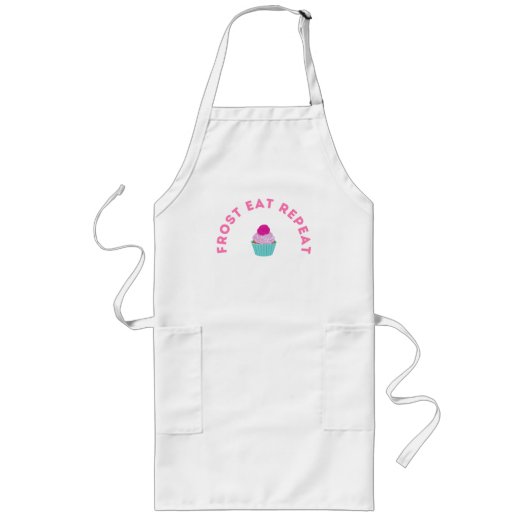 Tablier Long Conception de Cupcake Frost Eat Repeat (Devant)