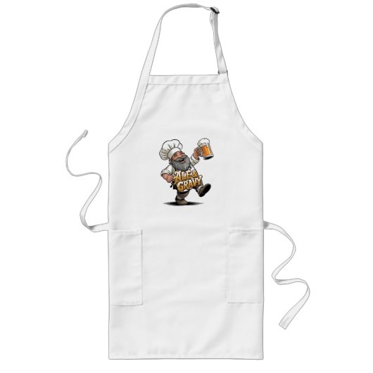 Tablier Long Conception de logo Ale & Gravy avec un joyeux chef (Devant)