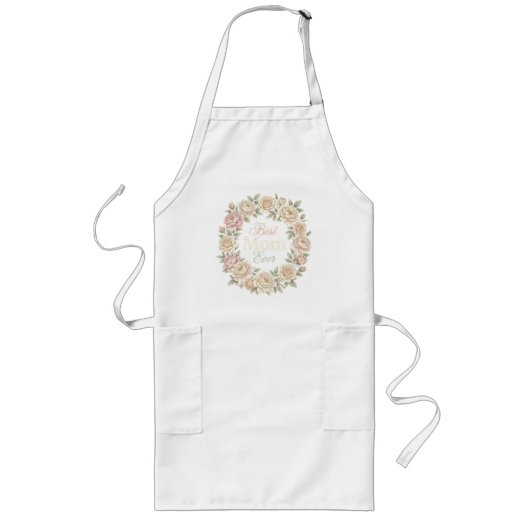 Tablier Long Couronne Élégante Florale Meilleure Maman (Devant)