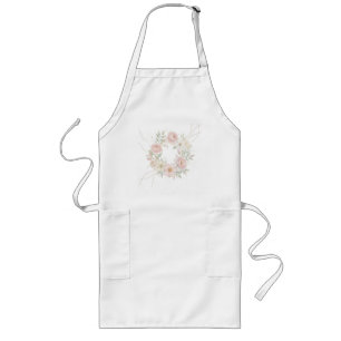 Tablier Long Couronne florale élégante pastel rose dessin botan
