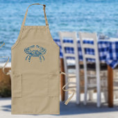 Tablier Long crabe bleu vintage