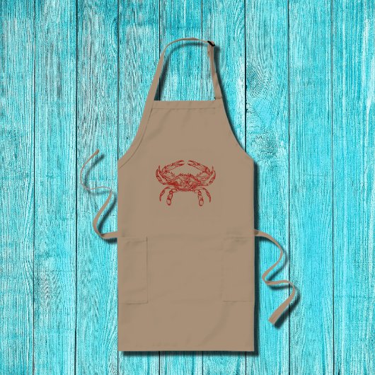 Tablier Long crabe rouge vintage no2