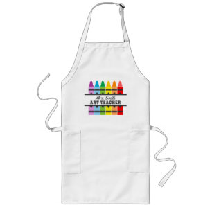Tablier Long Crayons Arc-en-ciel colorés Professeur d'art pers