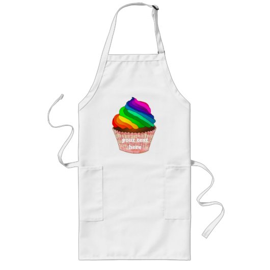 Tablier Long Création personnalisable de gâteau Pride arc-en-ci (Devant)