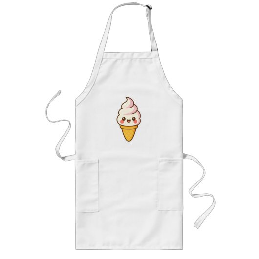 Tablier Long Crème glacée Kawaii douce (Devant)