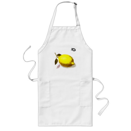 Tablier Long Custom Initial Yellow Lemon Watercolor Kitchen (Devant)