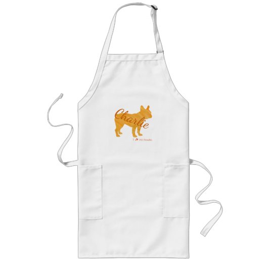 Tablier Long Customizable French Bulldog Pastel Orange Frenchie (Devant)