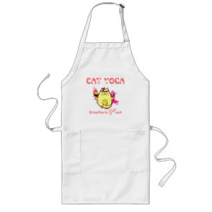 Tablier Long Cute Cat Yoga - "Respirer, Purr Out"