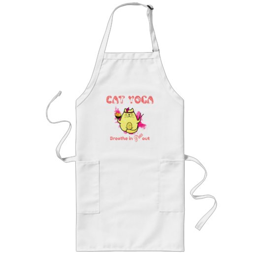 Tablier Long Cute Cat Yoga - "Respirer, Purr Out" (Devant)