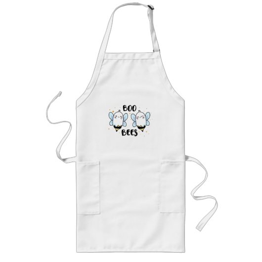 Tablier Long Cute Ghost Boo Bees - Funny Halloween sur fond bla (Devant)