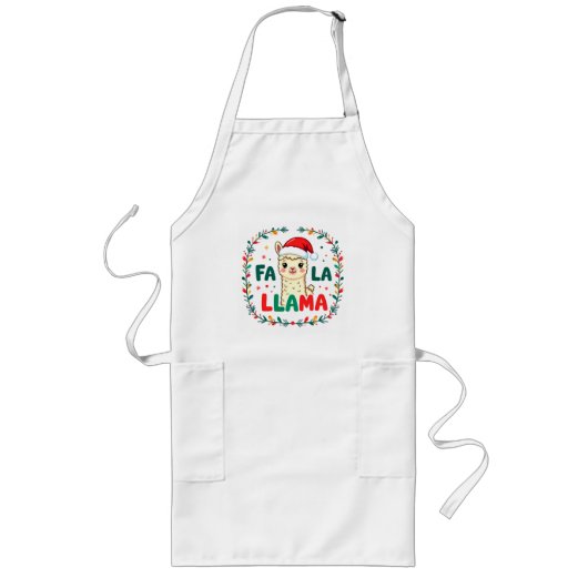Tablier Long Cute Llama Christmas Design – "FÁ LA LAMA" Holiday (Devant)