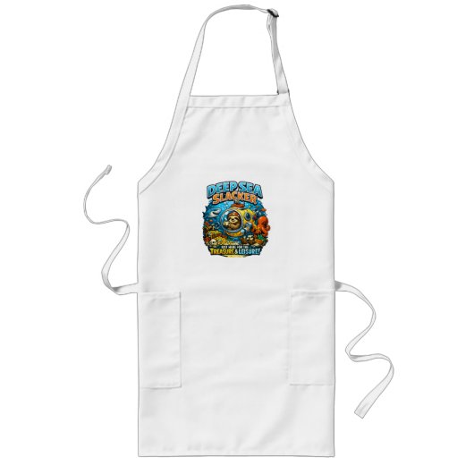 Tablier Long Cute Ocean Adventure Humor, Funny Sloth Diving art (Devant)