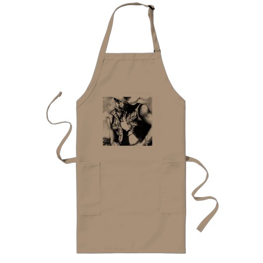 Tablier Long Cute Russe Western Cowboy Dessin moderne (Devant)