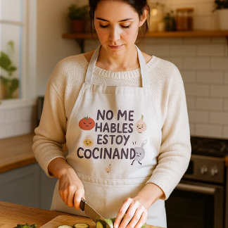 Tablier Long Delantal blanco ‘No me hables, estoy cocinando’ co