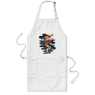 Tablier Long Design abstrait, paysage surréaliste