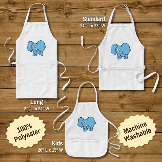 Tablier Long Dessin animé éléphant bleu