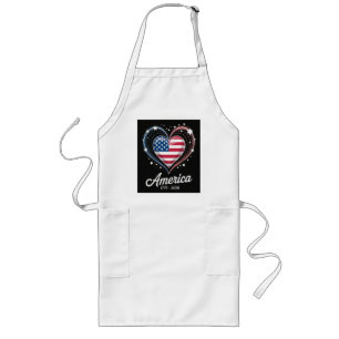 Tablier Long Drapeau Cœur 1776 2026 4 juillet 250e anniversaire