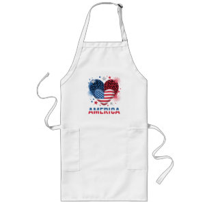 Tablier Long Drapeau cœur léopard 1776 2026 4 juillet