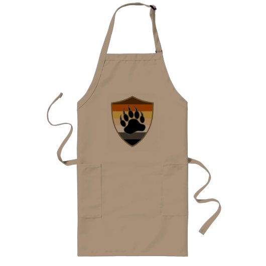 Tablier Long Drapeau de fierté de Gay Bear Bouclier Patte d'our (Devant)