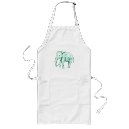 Tablier Long Éléphant de menthe avec Feuilles de la jungle (Devant)