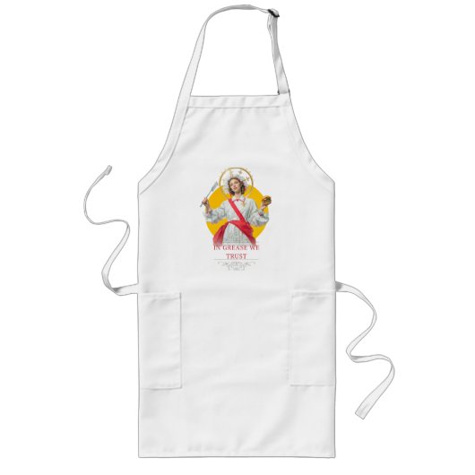 Tablier Long En la graisse nous croyons. Saint de la Cuisine (Devant)