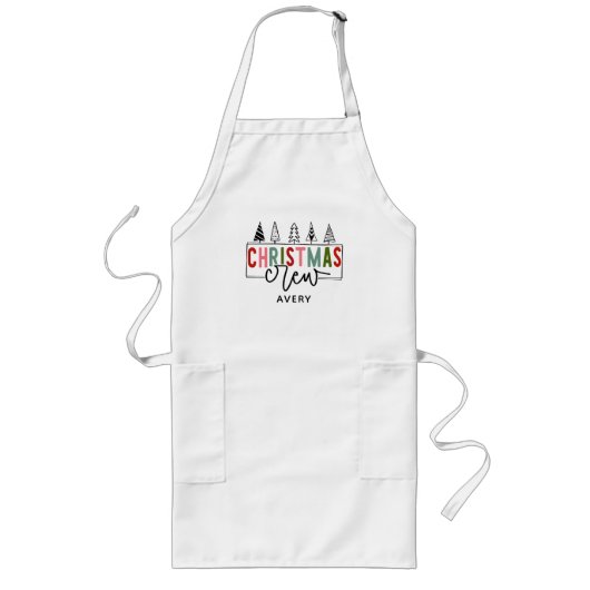 Tablier Long Festive Christmas Crew Ajouter le nom Apron (Devant)