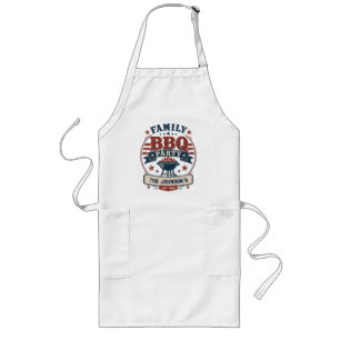 Tablier Long Fête de BBQ de famille américaine personnalisée