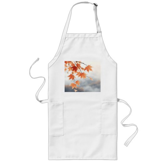 Tablier Long Feuilles d'érable à aquarelle avec brindilles (Devant)