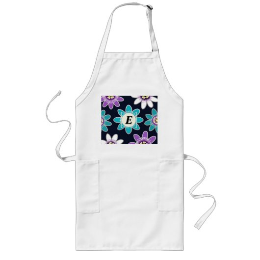 Tablier Long Fleur de passion Monogramme sur mesure Floral long (Devant)