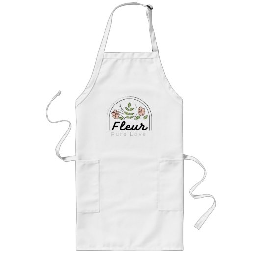 Tablier Long Fleur – Logo Floral Pure Love (Devant)