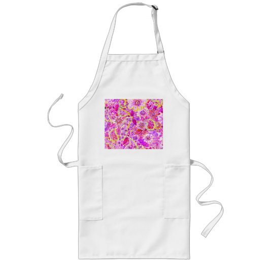 Tablier Long Fleurs abstraites roses mignonnes (Devant)
