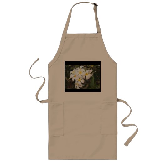 Tablier Long Fleurs blanches, Plumeria, sur Apron (Devant)