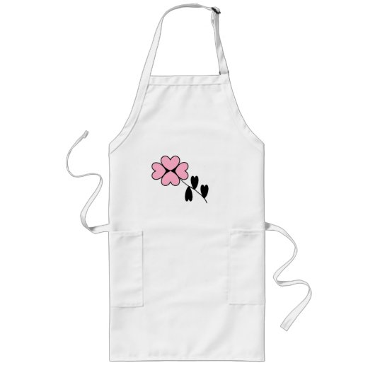 TABLIER LONG FLEURS CARDIAQUES ROSES (Devant)