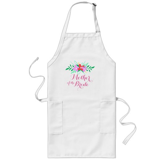Tablier Long Fleurs roses Mère de la mariée (Devant)