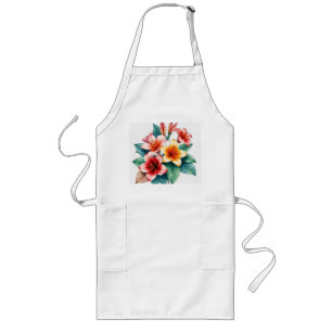 Tablier Long Fleurs tropicales Pastel Mélange d'art médiatique