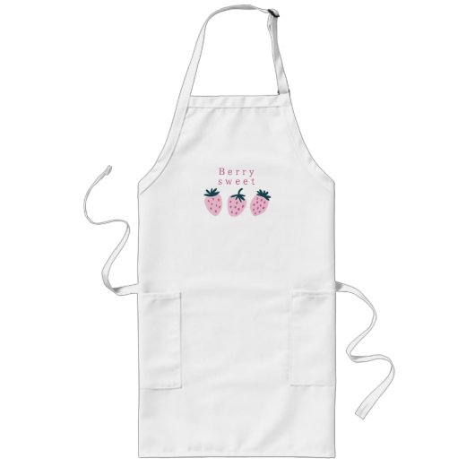 Tablier Long Fraise rose (Devant)