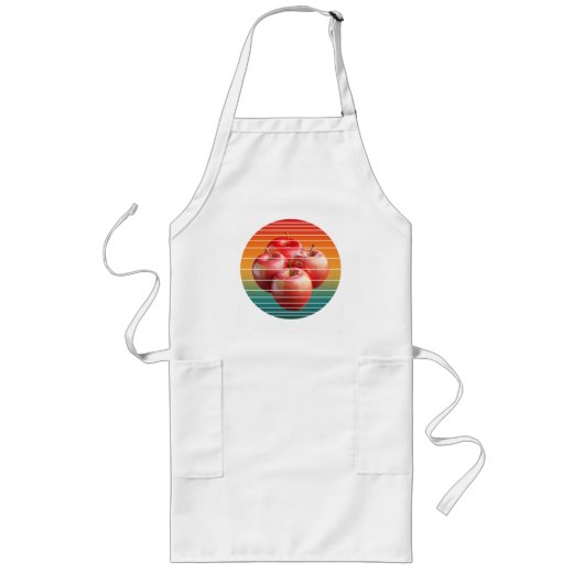 Tablier Long Fruits de pomme vintage nourriture saine (Devant)
