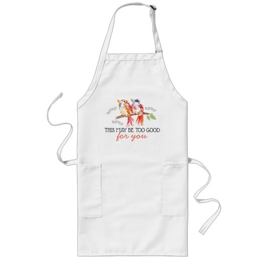Tablier Long Fun Chef Comment Aquarelle Oiseaux (Devant)