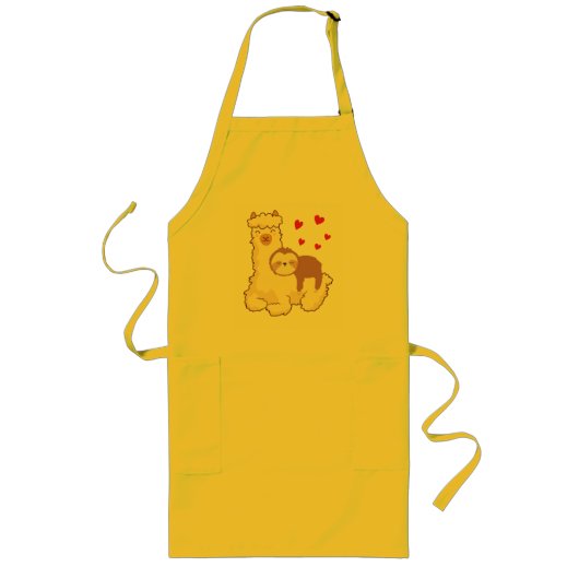 Tablier Long Funny Sloth Riding Llama Shirt funny Alpaca Hearts (Devant)
