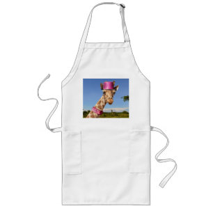 Tablier Long Giraffe en casquette rose étincelant