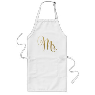 Tablier Long Gold His n Hers Mr & Mrs Matching Aprons