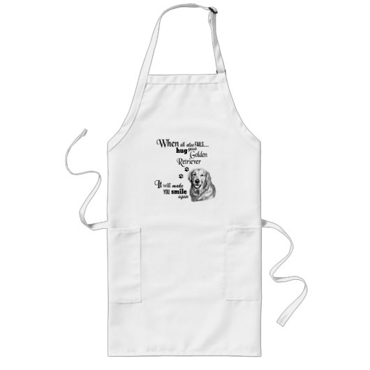 Tablier Long Golden Retriever art moderne, mignon slogan de rac (Devant)