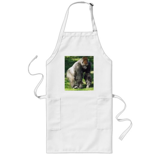 Tablier Long Gorille masculin de plaine de Silverback se levant (Devant)