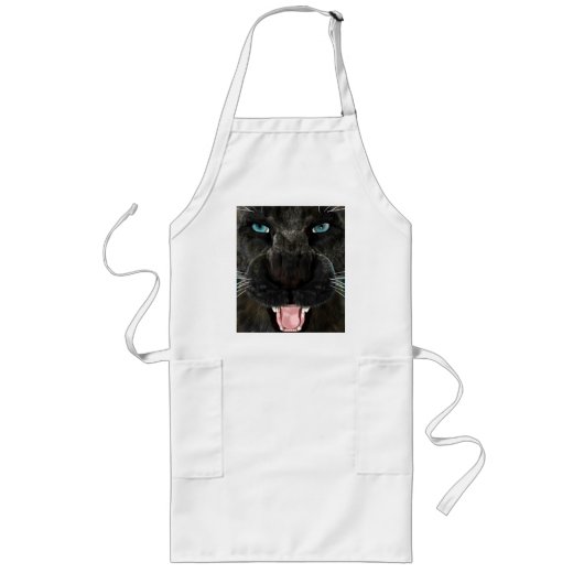 Tablier Long Grand Chat Panther Noir (Devant)