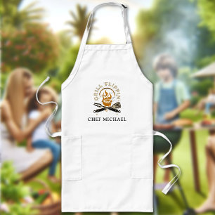 Tablier Long Grill Flippin Chef Nom personnalisé Texte personna