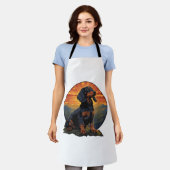 Tablier Long Haired Dachshund amoureux de animal retro vin (Porté)
