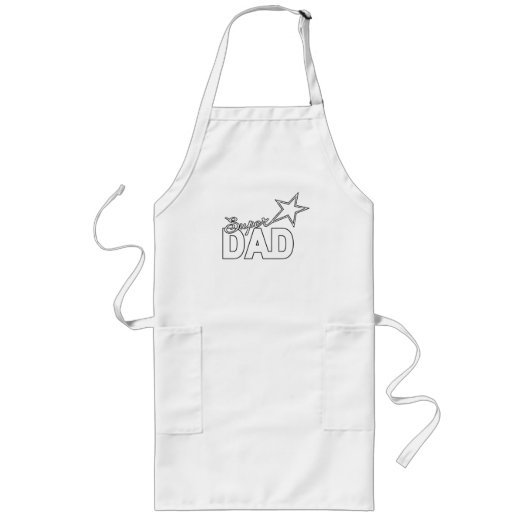 Tablier Long Happy Fête des pères Design moderne "SUPER DAD" (Devant)