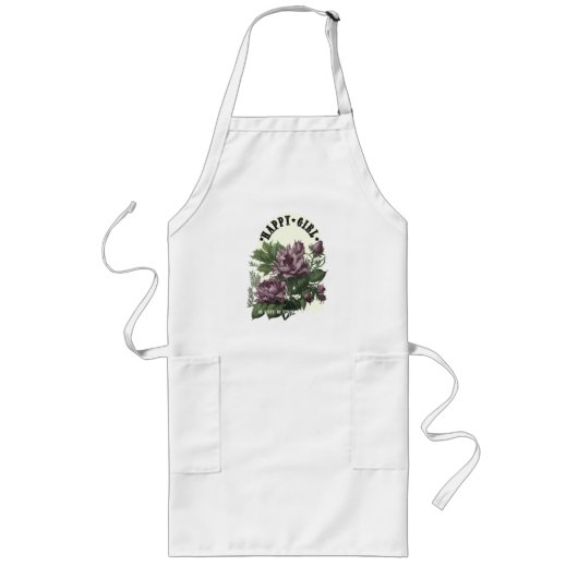 Tablier Long Happy Girl design floral (Devant)
