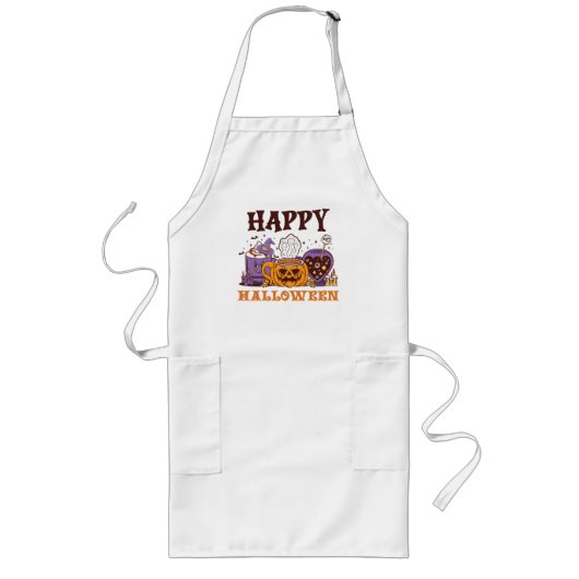 Tablier Long Happy Halloween café brasse (Devant)