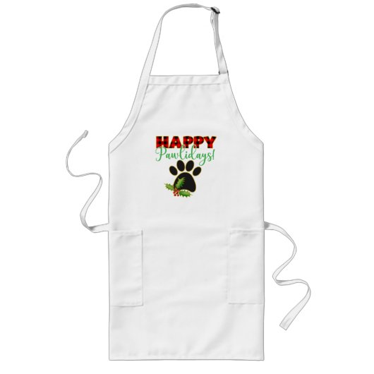 Tablier Long Happy Pawlidays | Christmas Gift for Dog Lover (Devant)